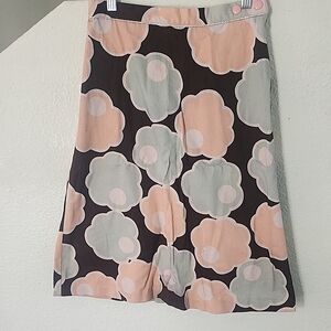 A-Line Midi Skirt with Peach & Sage Floral Motif